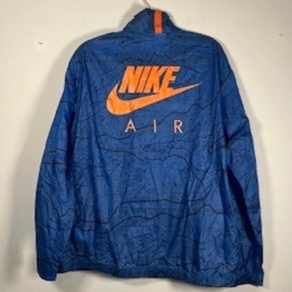 Nike Air Jacket Mens Water Resistant Lightweight Full Zip Marina‎ Blue Orange XL